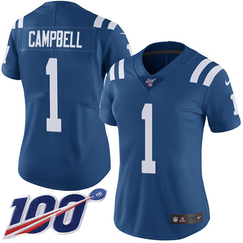 Colts #1 Parris Campbell Royal Blue Team Color Women's Stitched 100th Season Vapor Limited Jersey cheap jerseys for sale - CheapJerseys.Shop