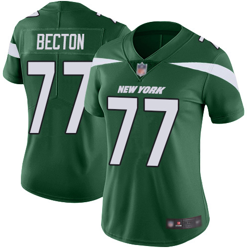 New York Jets #77 Mekhi Becton Green Team Color Women's Stitched Vapor Untouchable Limited Jersey Womens cheap jerseys for sale - CheapJerseys.Shop