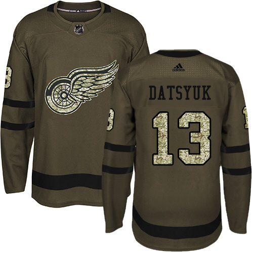 Detroit Red Wings #13 Pavel Datsyuk Green Salute to Service Stitched Jersey Men's cheap jerseys for sale - CheapJerseys.Shop