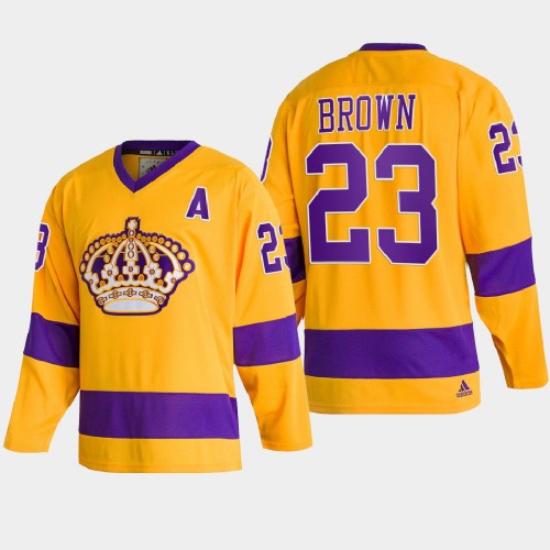 Los Angeles Kings #23 Dustin Brown Team Classics Gold Men's 2022 Throwback Jersey Men's cheap jerseys for sale - CheapJerseys.Shop