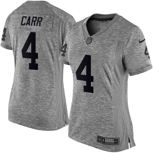 Raiders #4 Derek Carr Gray Women's Stitched Limited Gridiron Gray Jersey cheap jerseys for sale - CheapJerseys.Shop