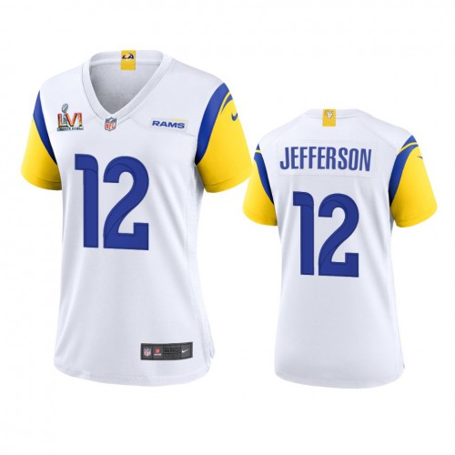 Los Angeles Los Angeles Rams #12 Van Jefferson Women's Super Bowl LVI Patch Alternate Game Jersey - White Womens cheap jerseys for sale - CheapJerseys.Shop