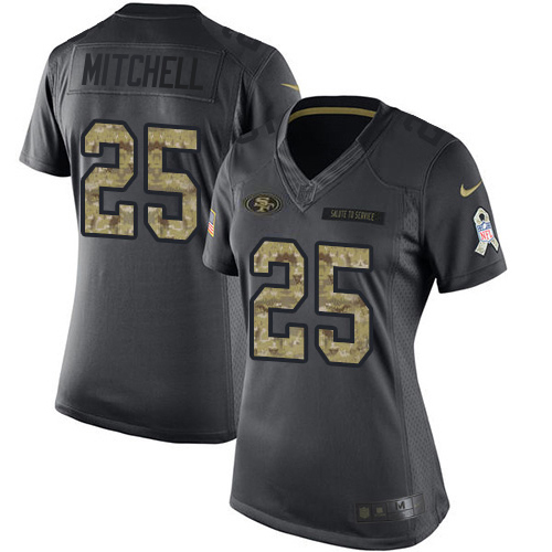 49ers #25 Elijah Mitchell Black Women's Stitched Limited 2016 Salute To Service Jersey cheap jerseys for sale - CheapJerseys.Shop