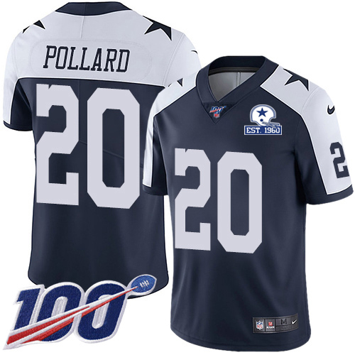 Cowboys #20 Tony Pollard Navy Blue Thanksgiving Men's Stitched With Established In 1960 Patch 100th Season Vapor Untouchable Limited Throwback Jer cheap jerseys for sale - CheapJerseys.Shop