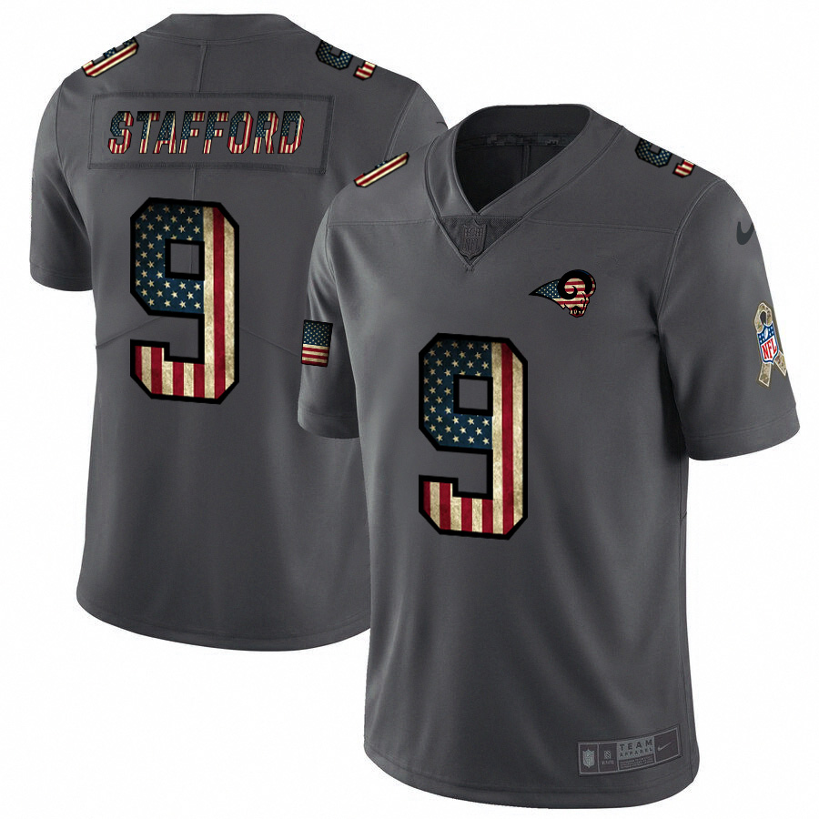Los Angeles Rams #9 Matthew Stafford 2018 Salute To Service Retro USA Flag Limited Jersey cheap jerseys for sale - CheapJerseys.Shop