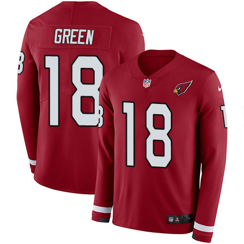 Arizona Cardinals #18 A.J. Green Red Team Color Youth Stitched Limited Therma Long Sleeve Jersey Youth cheap jerseys for sale - CheapJerseys.Shop
