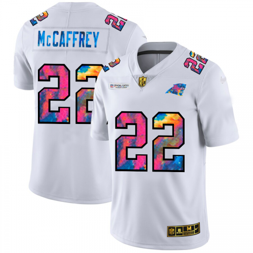 Carolina Carolina Panthers #22 Christian McCaffrey Men's White Multi-Color 2020 Crucial Catch Limited Jersey Men's cheap jerseys for sale - CheapJerseys.Shop