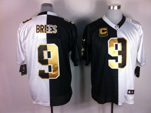 Saints #9 Drew Brees White/Black Men's Stitched Elite Split Jersey cheap jerseys for sale - CheapJerseys.Shop