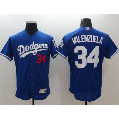 Los Angeles Dodgers #34 Fernando Valenzuela Blue Flexbase Authentic Collection Stitched Jersey Men's cheap jerseys for sale - CheapJerseys.Shop