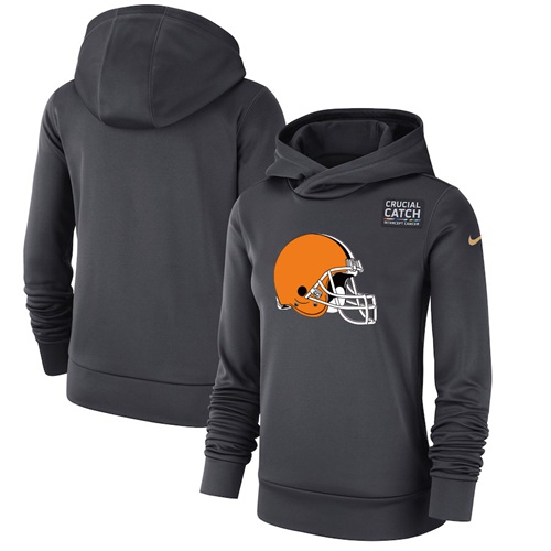 Women's Cleveland Browns Anthracite Crucial Catch Performance Pullover Hoodie cheap jerseys for sale - CheapJerseys.Shop