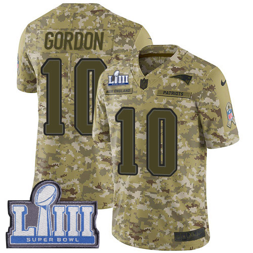 New England Patriots #10 Josh Gordon Camo Super Bowl LIII Bound Youth Stitched Limited 2018 Salute to Service Jersey Youth cheap jerseys for sale - CheapJerseys.Shop