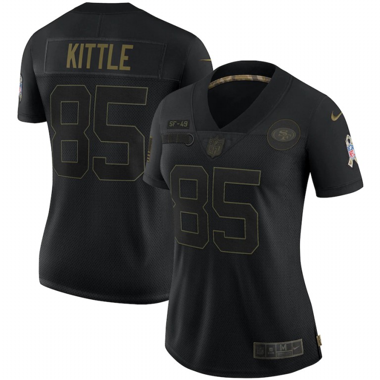 San Francisco 49ers #85 George Kittle Women's 2020 Salute To Service Limited Jersey Black cheap jerseys for sale - CheapJerseys.Shop