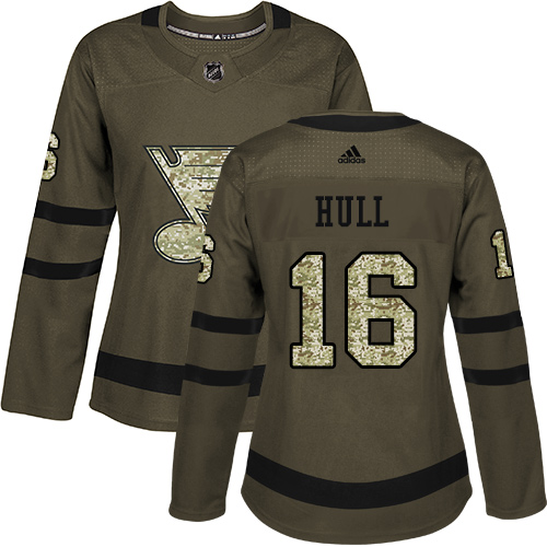 St. Louis Blues #16 Brett Hull Green Salute to Service Women's Stitched Jersey Womens cheap jerseys for sale - CheapJerseys.Shop