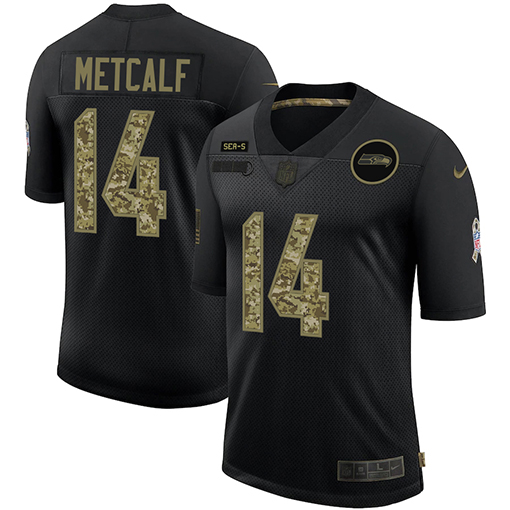 Seattle Seahawks #14 DK Metcalf Men's 2020 Salute To Service Camo Limited Jersey Black cheap jerseys for sale - CheapJerseys.Shop