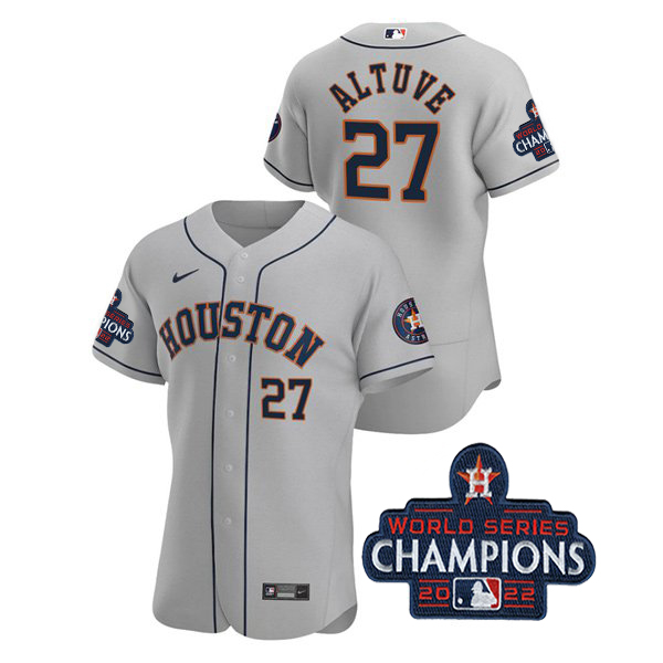 Houston Astros #27 Jose Altuve Men's 150th Anniversary 2022 World Series Authentic Jersey - Gray cheap jerseys for sale - CheapJerseys.Shop