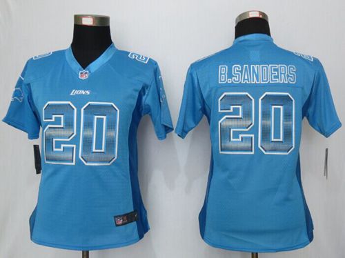 Lions #20 Barry Sanders Light Blue Team Color Women's Stitched Elite Strobe Jersey cheap jerseys for sale - CheapJerseys.Shop