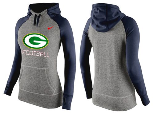 Women's Green Bay Packers Performance Hoodie Grey & Dark Blue cheap jerseys for sale - CheapJerseys.Shop