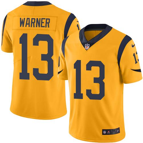 Los Angeles Rams #13 Kurt Warner Gold Men's Stitched Limited Rush Jersey Men's cheap jerseys for sale - CheapJerseys.Shop