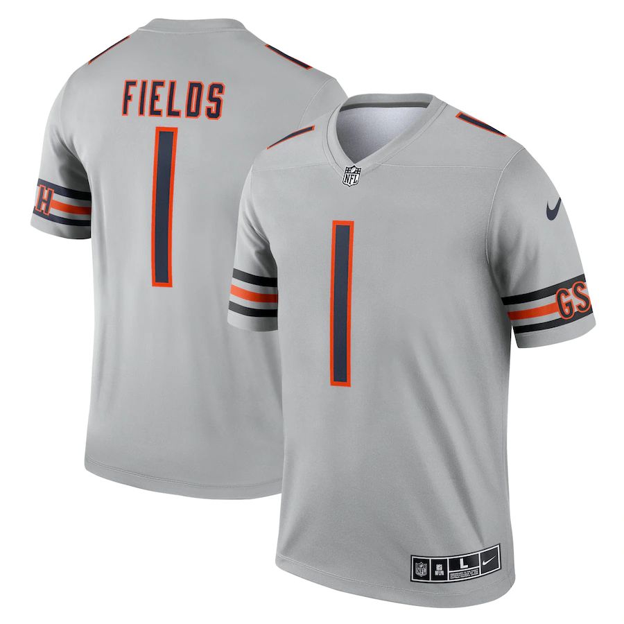 Chicago Bears #1 Justin Fields Men's Silver Inverted Legend Jersey cheap jerseys for sale - CheapJerseys.Shop