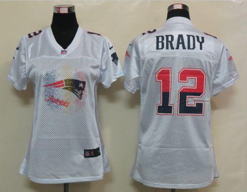 Patriots #12 Tom Brady White Women's Fem Fan Game Jersey cheap jerseys for sale - CheapJerseys.Shop