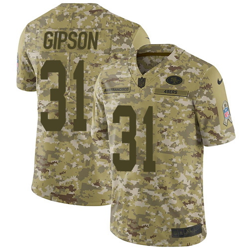 49ers #31 Tashaun Gipson Camo Youth Stitched Limited 2018 Salute To Service Jersey cheap jerseys for sale - CheapJerseys.Shop