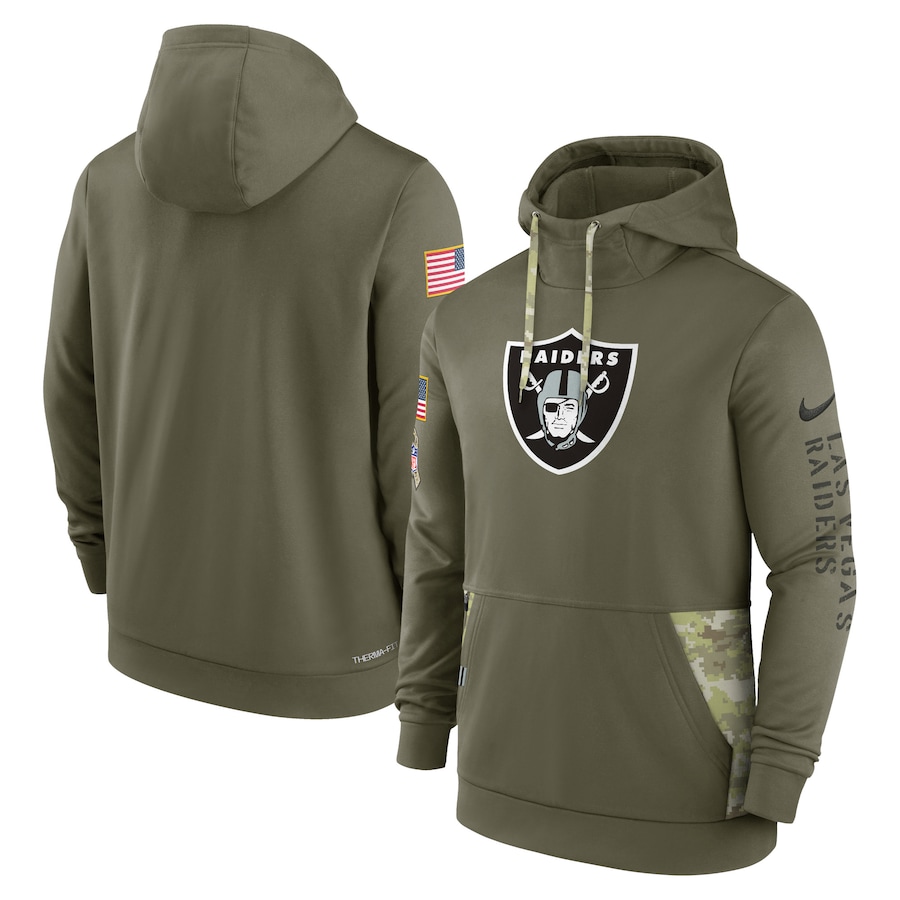 Las Vegas Raiders 2022 Salute To Service Therma Performance Pullover Hoodie - Olive cheap jerseys for sale - CheapJerseys.Shop