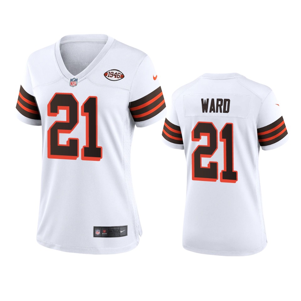 Women Browns #21 Denzel Ward 1946 Collection Alternate Game Limited Jersey - White cheap jerseys for sale - CheapJerseys.Shop