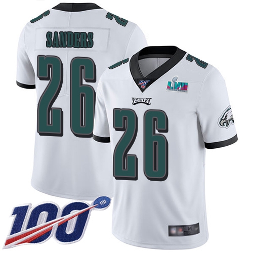 Eagles #26 Miles Sanders White Super Bowl LVII Patch Men's Stitched 100th Season Vapor Limited Jersey cheap jerseys for sale - CheapJerseys.Shop
