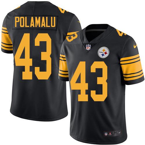 Steelers #43 Troy Polamalu Black Youth Stitched Limited Rush Jersey cheap jerseys for sale - CheapJerseys.Shop