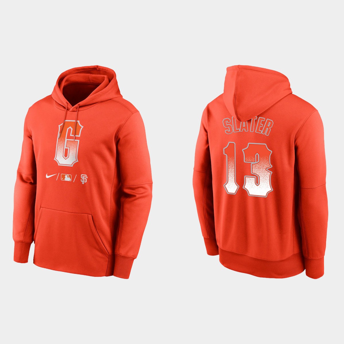 San Francisco Giants #13 Austin Slater Men's 2021 City Connect Therma Pullover Orange Hoodie cheap jerseys for sale - CheapJerseys.Shop