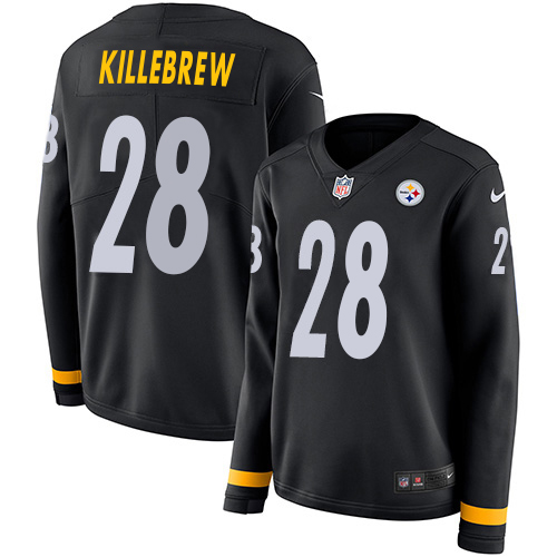 Steelers #28 Miles Killebrew Black Team Color Women's Stitched Limited Therma Long Sleeve Jersey cheap jerseys for sale - CheapJerseys.Shop