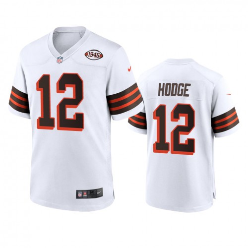 Men's Cleveland Browns #12 Khadarel Hodge 1946 Collection Alternate Game Limited Jersey - White Men's cheap jerseys for sale - CheapJerseys.Shop