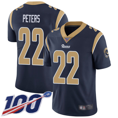 Los Angeles Rams #22 Marcus Peters Navy Blue Team Color Men's Stitched 100th Season Vapor Limited Jersey Men's cheap jerseys for sale - CheapJerseys.Shop