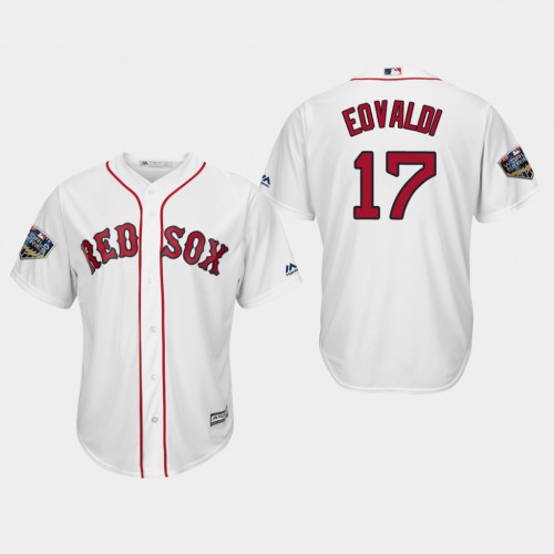 Boston Red Sox #17 Nathan Eovaldi White New Cool Base 2018 World Series Stitched Jersey Men's cheap jerseys for sale - CheapJerseys.Shop
