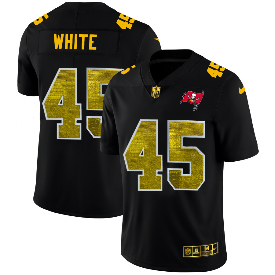Tampa Bay Buccaneers #45 Devin White Men's Black Golden Sequin Vapor Limited Jersey cheap jerseys for sale - CheapJerseys.Shop