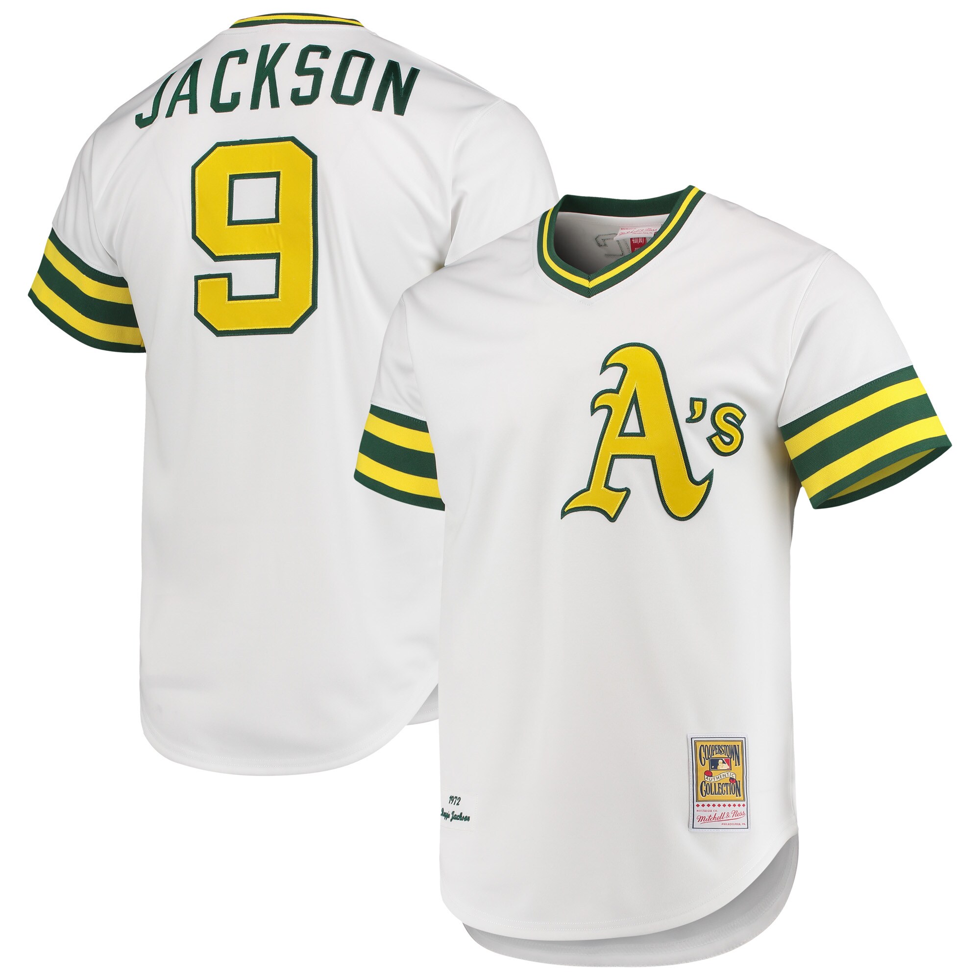 Reggie Jackson Oakland Athletics Mitchell & Ness 1972 Cooperstown Collection Authentic Jersey - White cheap jerseys for sale - CheapJerseys.Shop