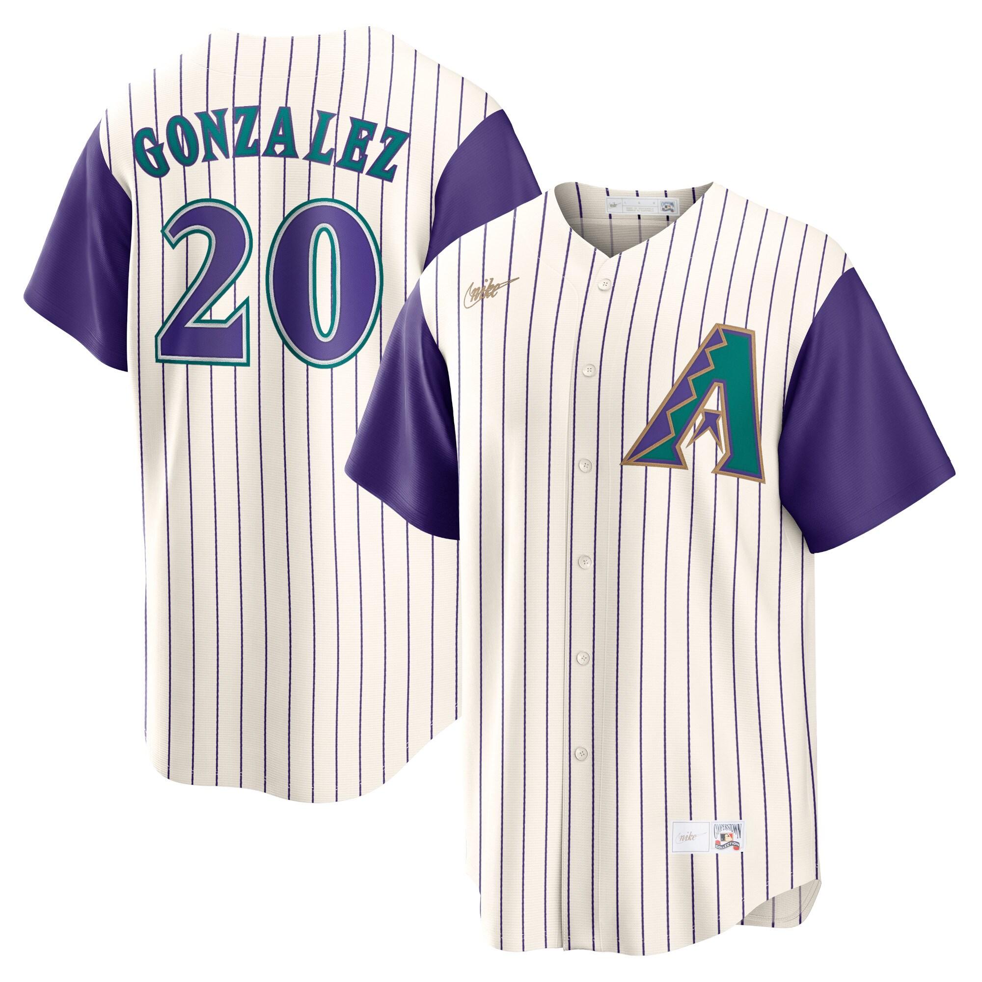Luis Gonzalez Arizona Diamondbacks Alternate Cooperstown Collection Player Jersey - Cream\/Purple cheap jerseys for sale - CheapJerseys.Shop