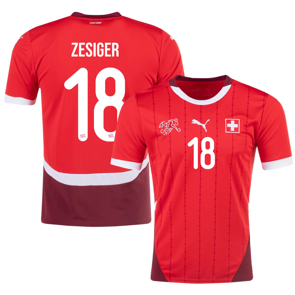 Cédric Zesiger 18 Switzerland National Team 2024/25 Home Men Jersey - Red cheap jerseys for sale - CheapJerseys.Shop