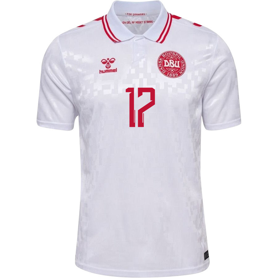 Robert Skov 17 Denmark National Team 2024/25 Away Men Jersey - White cheap jerseys for sale - CheapJerseys.Shop