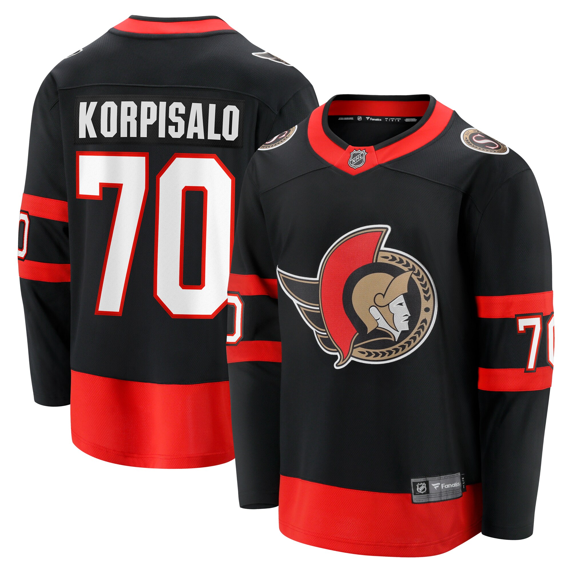 Joonas Korpisalo Ottawa Senators Fanatics Home Breakaway Jersey - Black cheap jerseys for sale - CheapJerseys.Shop
