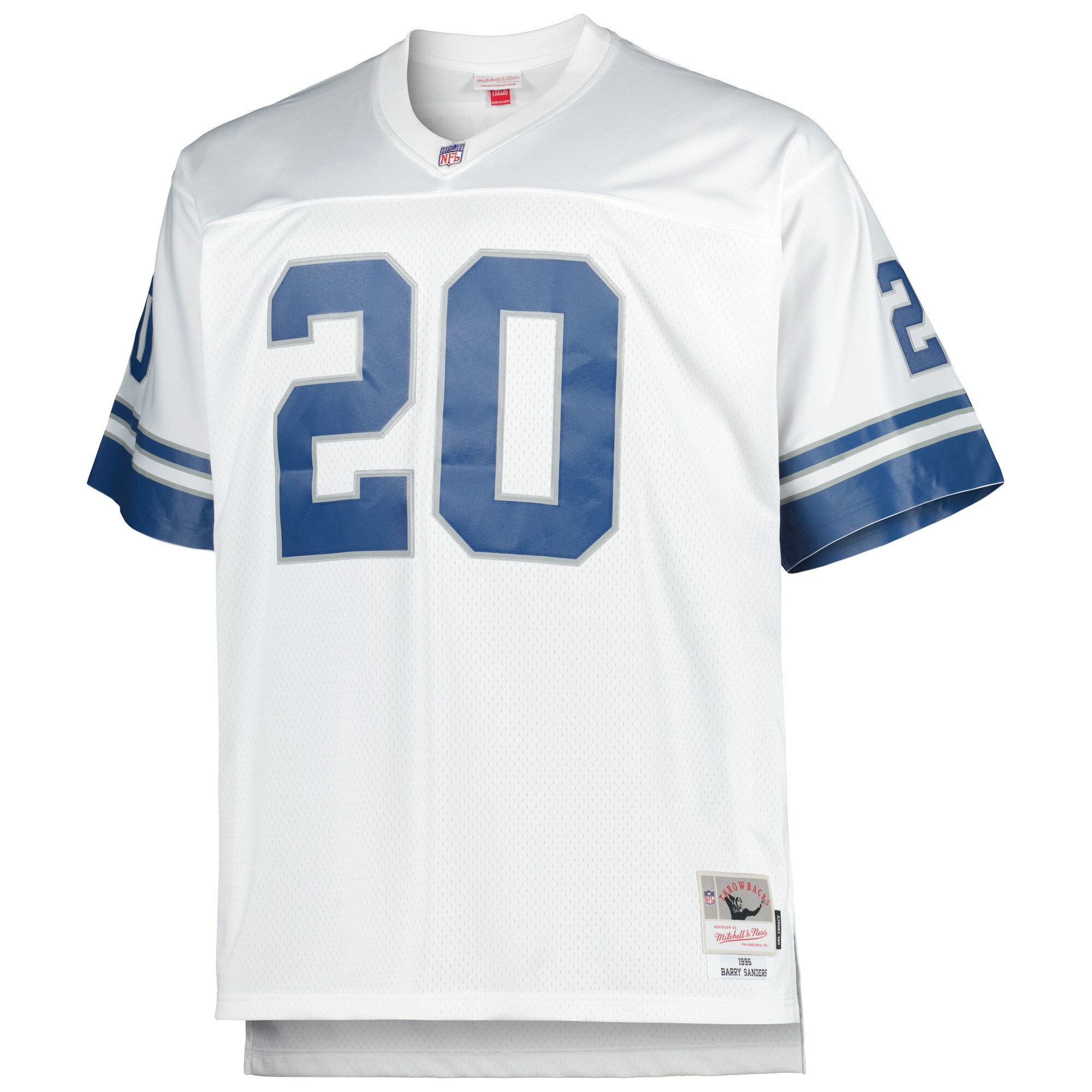 Barry Sanders Detroit Lions Mitchell & Ness Big & Tall 1996 Retired Player Replica Jersey - White cheap jerseys for sale - CheapJerseys.Shop