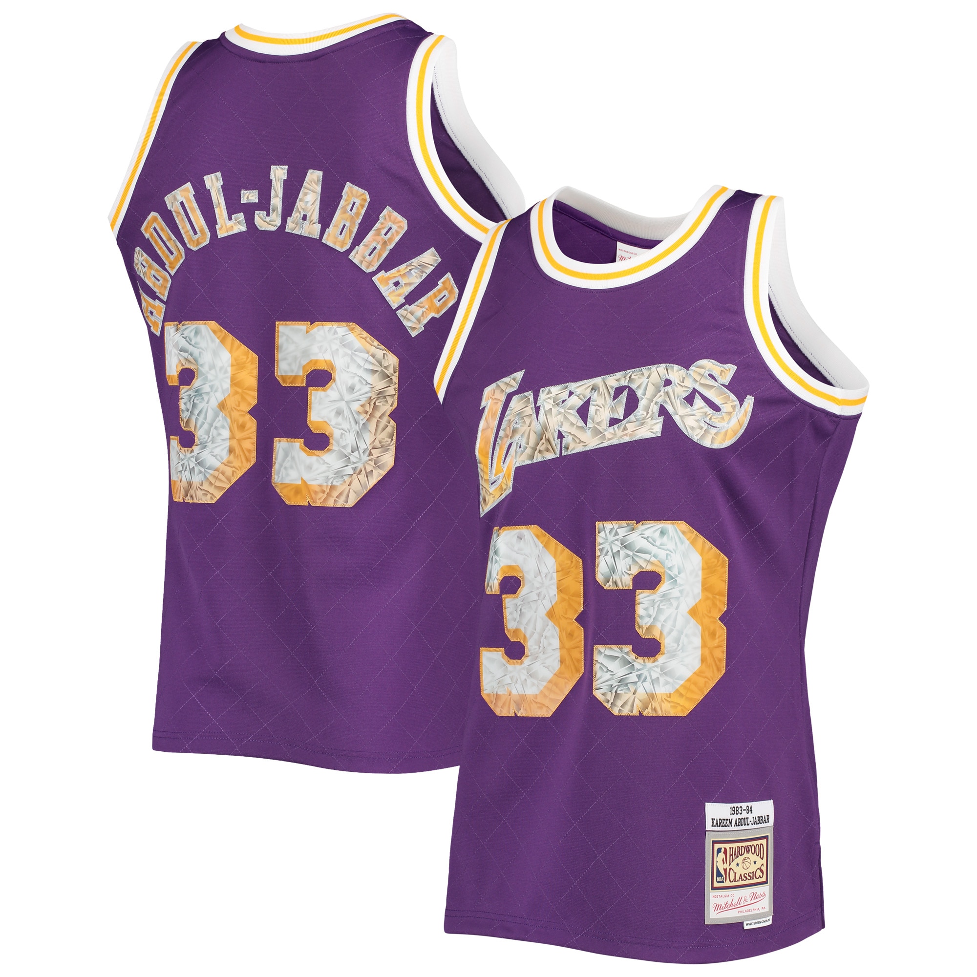Kareem Abdul-Jabbar Los Angeles Lakers Mitchell & Ness 1996-97 Hardwood Classics 75th Anniversary Diamond Swingman Jersey - Purple cheap jerseys for sale - CheapJerseys.Shop