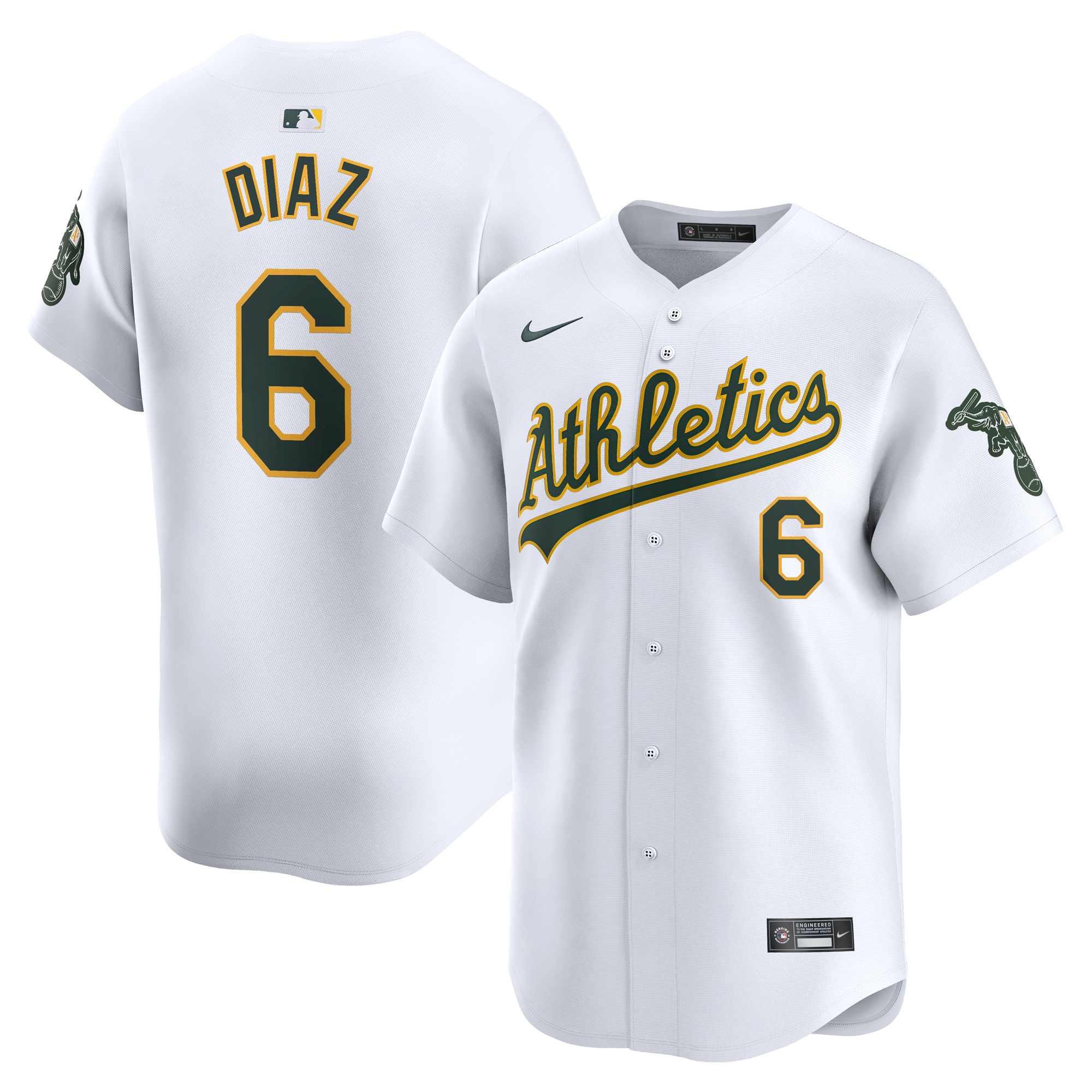 Jordan Diaz Oakland Athletics Home Limited Player Jersey - White cheap jerseys for sale - CheapJerseys.Shop