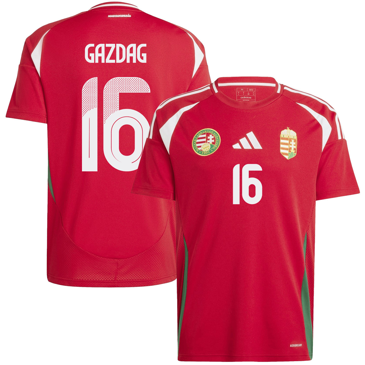 Dániel Gazdag 16 Hungary National Team 2024/25 Home Men Jersey - Red cheap jerseys for sale - CheapJerseys.Shop