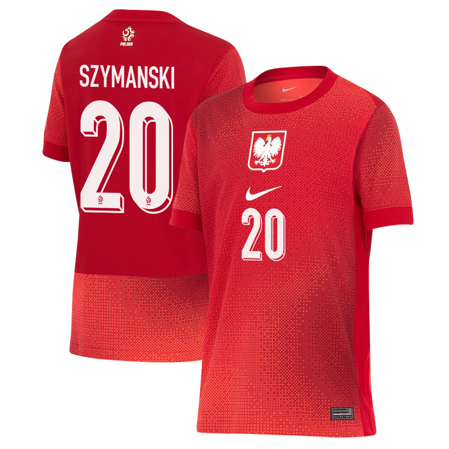 Sebastian Szymanski 20 Poland National Team 2024/25 Away YOUTH Jersey - Red cheap jerseys for sale - CheapJerseys.Shop