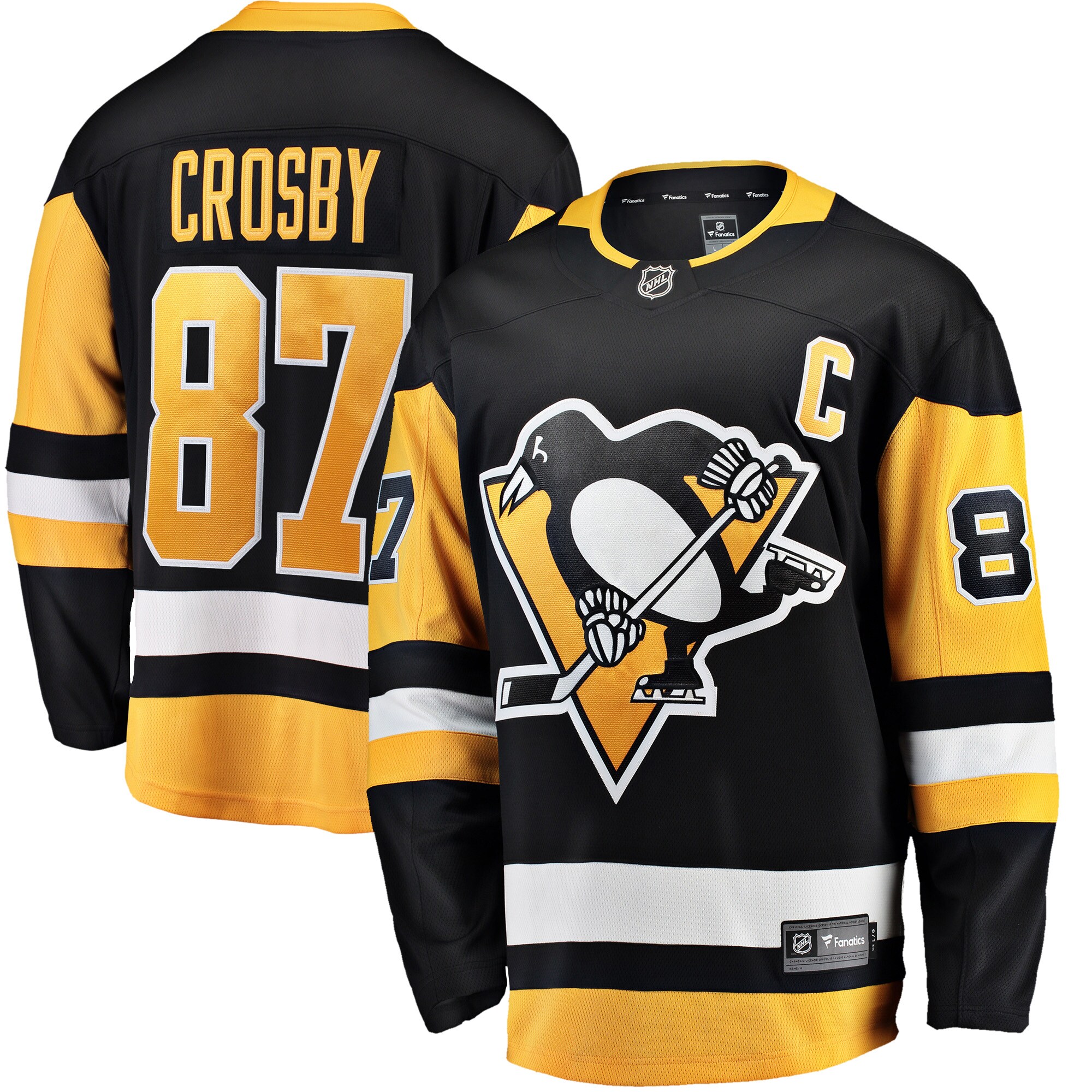 Sidney Crosby Pittsburgh Penguins Fanatics Captain Patch Home Breakaway Jersey - Black cheap jerseys for sale - CheapJerseys.Shop