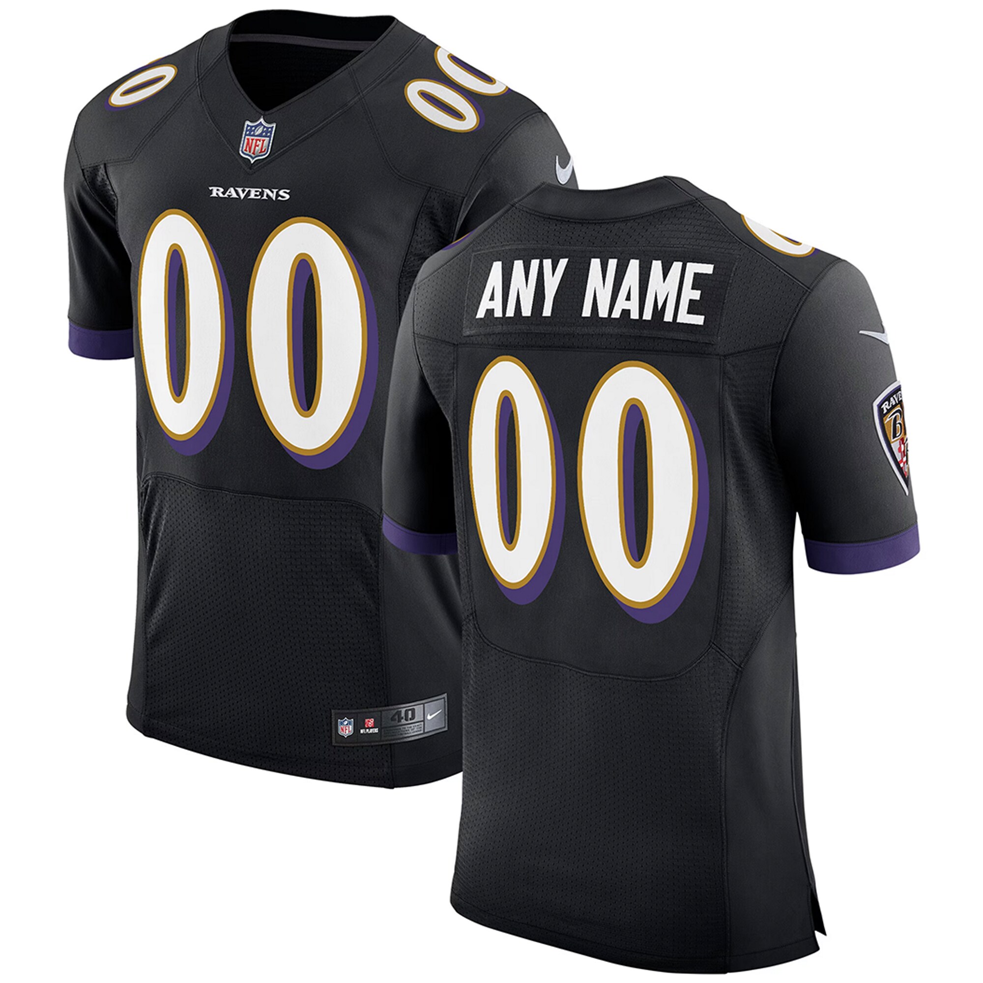 Baltimore Ravens Speed Machine Elite Custom Jersey - Black cheap jerseys for sale - CheapJerseys.Shop