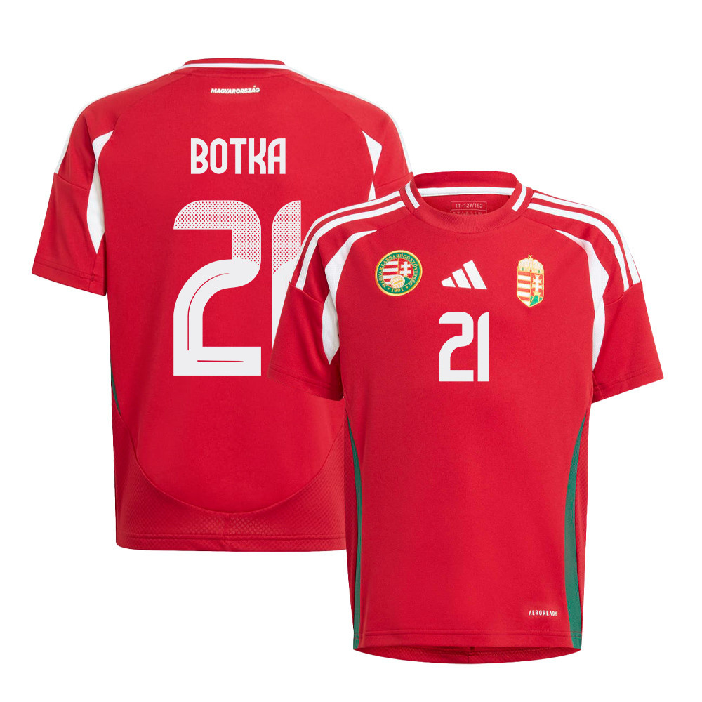 Endre Botka 21 Hungary National Team 2024/25 Home YOUTH Jersey - Red cheap jerseys for sale - CheapJerseys.Shop