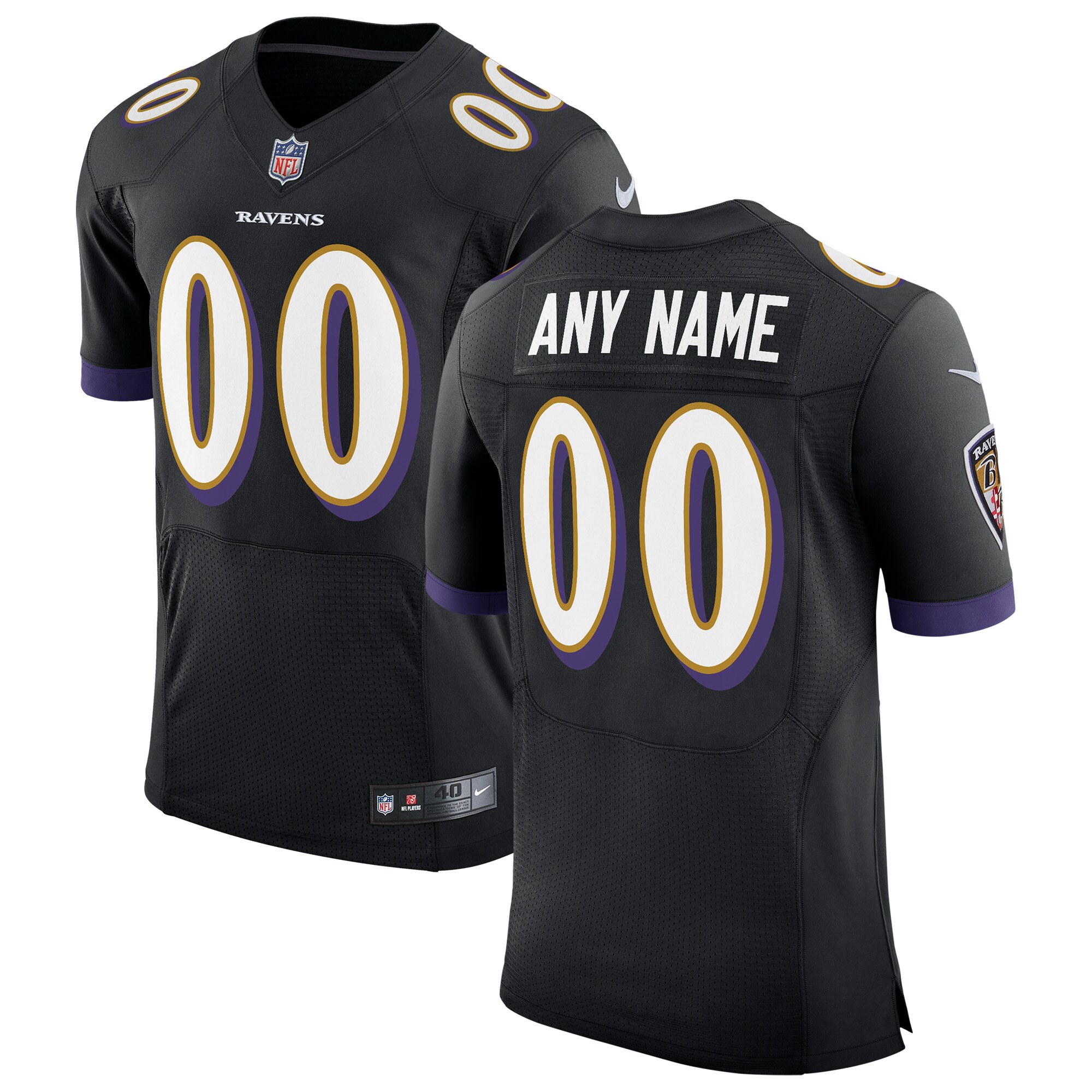 Baltimore Ravens Speed Machine Elite Custom Jersey - Black cheap jerseys for sale - CheapJerseys.Shop