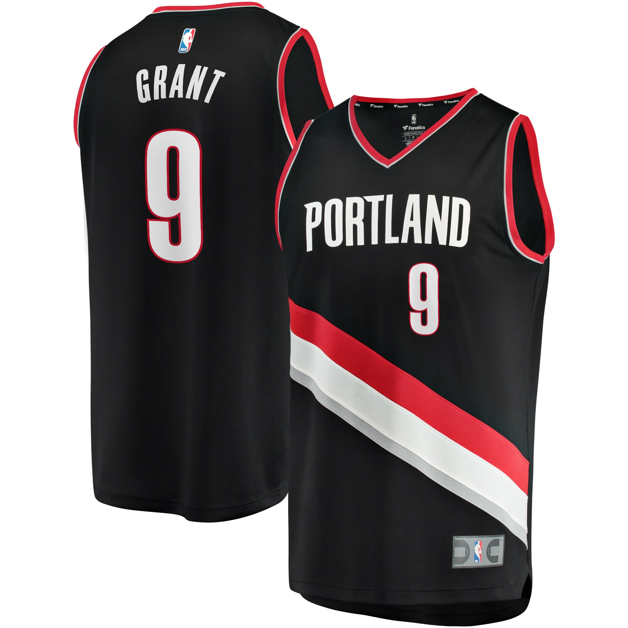 Jerami Grant Portland Trail Blazers Fanatics Fast Break Replica Jersey - Icon Edition - Black cheap jerseys for sale - CheapJerseys.Shop